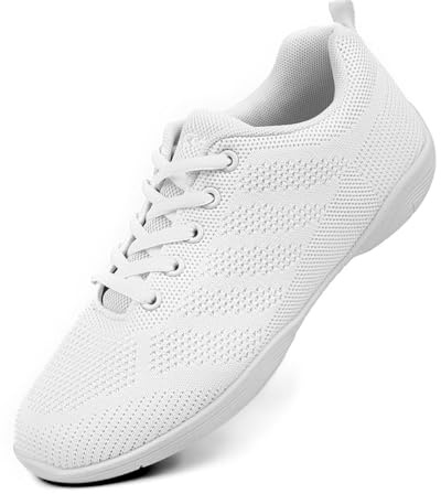 Asyusyu Cheerleader Shoes Mesh Dance Trainers Women for Children Jazz Line Dance, White, 7 UK
