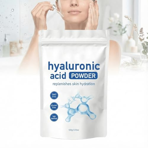 DEJIN Hyaluronic Acid Powder 100g – Pure High Molecular Hyaluronic Acid for Skin Hydration & Smooth Complexion – DIY Skincare Ingredient for Serum, Cream & Mask – Moisture Retention Face Powder