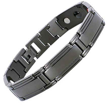 Charm-Armband, Edelstahl-Armband, Herren, reines Titan, Germanium, Magnet-Armband, Titan-Stahl-Armband, Geschenk (Farbe: Schwarz)