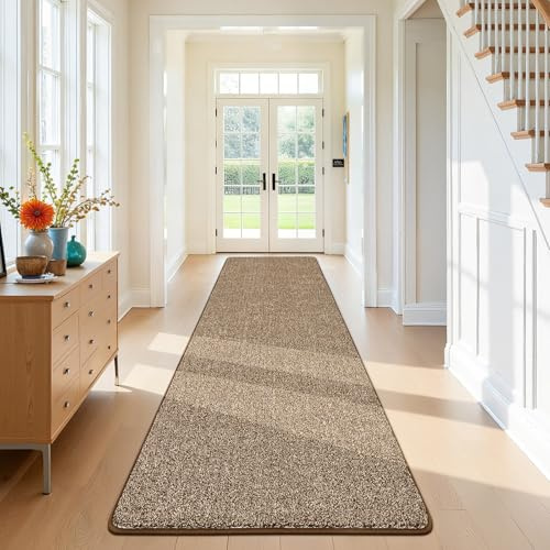 SHACOS Lång halkfri korridor matta 80 x 250 cm, mattor löpare brun | Modern tvättbar kökslöparmatta, absorberande, mjuk, för tvättrum entré