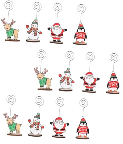 DOITOOL 12piezas Tarjetero Navideño Portanotas Clip Para Tarjetas De Oficina Clips Para Notas y Tarjetas De Presentación Para Decoración De Mesa Navidad