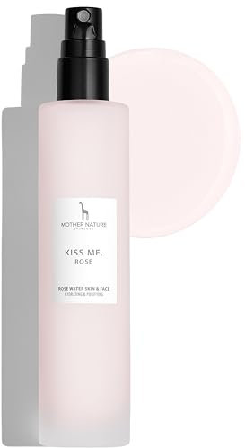 Rosenwasser Spray - Naturkosmetik Toner für Gesicht & Haut - Veganes Gesichtswasser für unreine Haut - 100 ml reines Rosenblüten Hydrolat zur sanften Gesichtsreinigung - Von Mother Nature Cosmetics