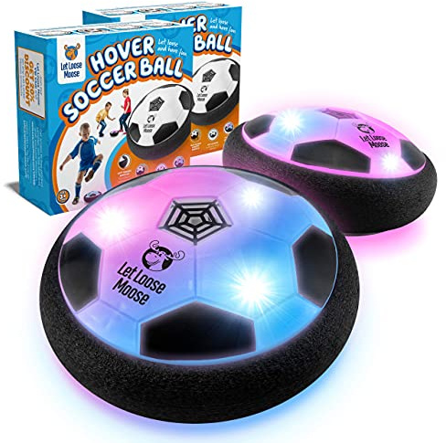 Let Loose Moose Hover Ball – Light Up Indoor Football 2 Pack w/Foam Bumpers for 3-12 Year Old Boys and Girls – Games and Toys for Kids