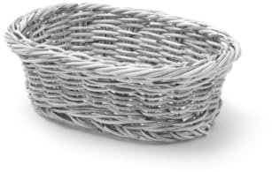 HENDI Corbeille à pain et à fruits, ovale, porte pain, panier rangement, panier a pain, à fruits, plateaux de service, présentoir pour pain, fruits, légumes, 190x120x(H)60mm, gris clair, polypropylène