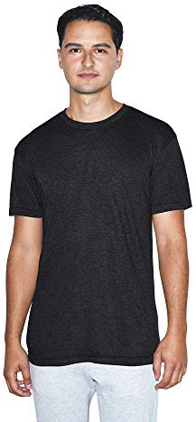 American Apparel unisex adult Tri-blend Crewneck Track Short Sleeve T-shirt - Usa Collection T Shirt, Tri-black, X-Large US