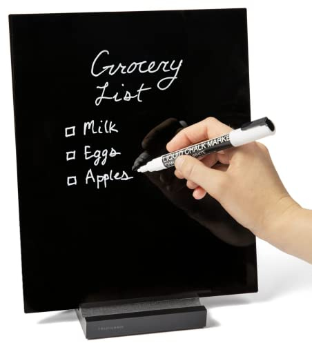 FRESH LOGIC Akryl torr raderingstavla med markör – 25 cm x 30 cm svart akryl anteckningstavla med stativ – ramlös skrivtavla skrivblock och att göra-lista – vit tavla för hemmakontor skola