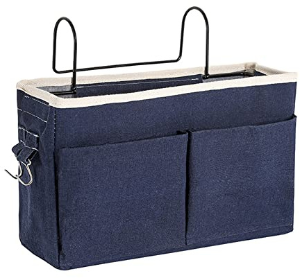 Croselyu, portaoggetti per la casa, multifunzionale, comodino da appendere, portariviste da letto, borsa portaoggetti per libri e riviste, da camera, blu