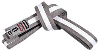 Gameness Youth Jiu Jitsu Striped Belt | BJJ Belt for Kids | Jiu Jitsu Youth Striped Belt from Sports Grey/White 1