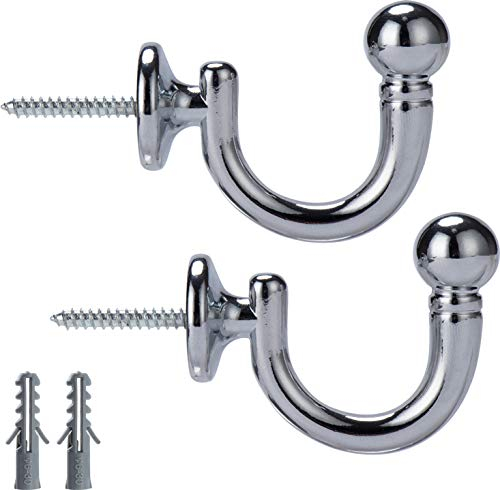 SENGLIDA Metallische Vorhanghalterungen Rundkopf-Vorhanghaken, an der Wand montierter Raffhalter Quastenhalter, Fenstervorhänge Raffhalter Kleidung Mantel Hut Handtuchhalter, 2er-Set Set,Chrom