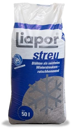 Liapor Blähton Winterstreu Ohne Salz Streumittel Für Winter Streugranulat Streugut Streusplitt Salzfrei Streuen Tierfreundlich Rutschhemmend Sehr Fein 1-5mm 50l Sack / 1 Karton Paligo