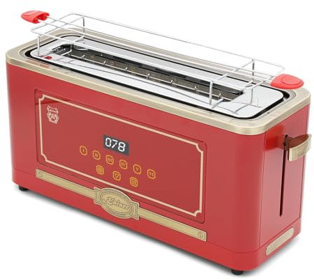 Kaiser Empire Vintage Retro Electric 2 Slice Toaster, Retro Design, Extra Wide Slots, Defrost Option, Adjustable browning with countdown timer, Warming Rack Included (Bordeaux Red)