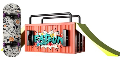 Set Rampa Fingerboard – Arce 15x10.8x7.8cm | Kit Monopatín Dedo Con Pista, Propulsor Rodamiento | Skateboard Mano Para Niños Y Adultos, Práctica Y Habilidad