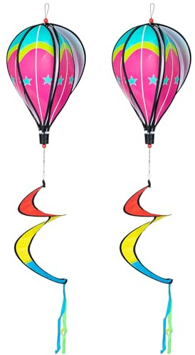 VICASKY Girandole da Giardino a Forma di Mongolfiera in Plastico 2 Pezzi Effetto Visivo e Decorazione Sospesa per Pareti Esterne