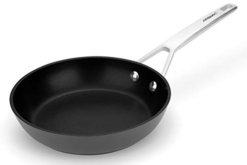 MsMk Small Frying pan, 8-inch Nonstick Durable Egg Omelet Skillet with Stay-Cool Handle, Limestone Non Stick Coating From GRE, 4mm Stainless Steel Base Induction, Oven Safe, Dishwasher Safe