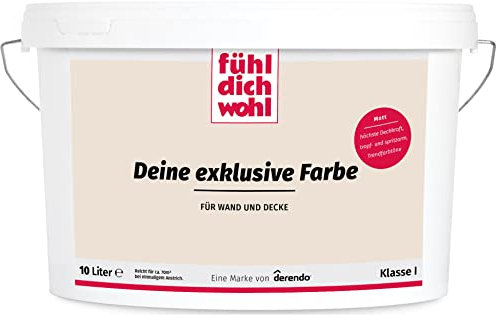 Fühl Dich Wohl Deine Farbe beige, matte Wandfarbe beige, hohe Deckkraft, verschiedene Beigetöne zur Auswahl (10L, Perlbeige)