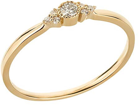 Ardeo Aurum Damenring aus 375 Gold Gelbgold mit 0,08 ct Diamanten Brillant in verzierter Zargenfassung Verlobungsring Gr. 60
