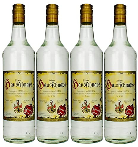 Thomas Prinz Hausschnaps Marille Obstbrand 34% I Visando Paket (4 x 1,0 Liter)