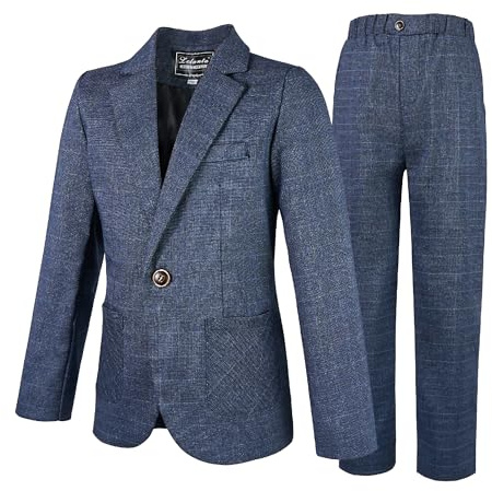 LOLANTA 2 Pièces Garçons Smoking, Blazer et Pantalon, Vêtements pour Enfants Ensemble de Costume Mariage, Bleu, 140, 8-9 Ans