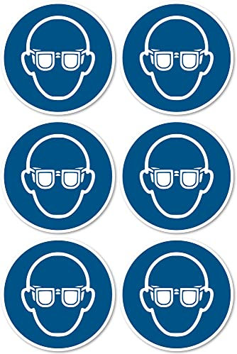 Havati Augenschutz benutzen, Gebotszeichen: M004 - DIN EN ISO 7010 / ASR A1.3 - Aufkleber: Ø 5 cm, 6 Stück