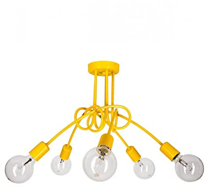 Light-Home Edison Deckenbeleuchtung Lampen Deckenlampen - Deckenlampe Industrial für Wohnzimmer Schlafzimmer und Esszimmer aus Metall - Pendelleuchte 5-Flammig - Gelb