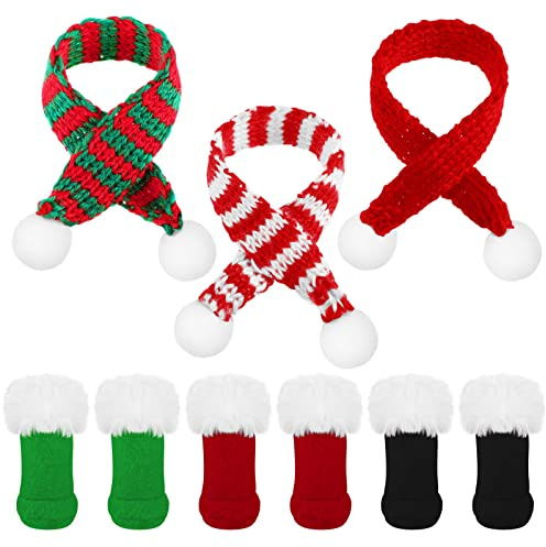 Bencailor 6 Pack 18 Inch Christmas Doll Shoes and Scarf Set Santa Knit Scarf Snow Boots Clothes Accessories for Doll Santa Mini Snowman(Classic)