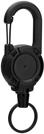 Soleebee Llavero retráctil, mosquetón pesado, soporte para insignias con cuerda de acero extensible y llavero, JoJo Extensible para tarjetas (negro)