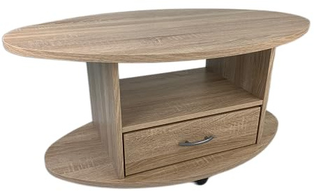 Generisch Couchtisch Wohnzimmertisch Landhaus Stil Sonoma Eiche hell Sägerau 92×57cm