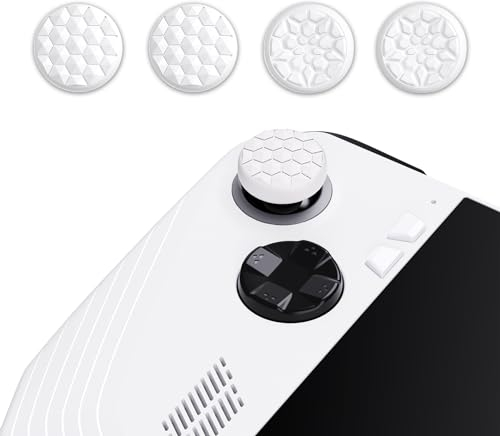 PlayVital Joystick Kappen für ROG Ally, Silicone Daumensticks Abdeckung Daumenkappen Zubehör für ROG Ally X 2024 Konsole-Diamantkorn & Rissbomben Design Weiß