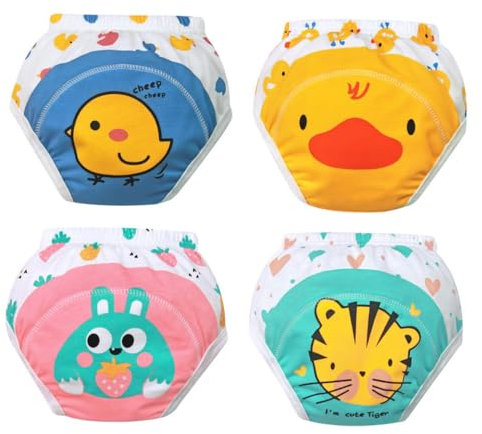 Rainjia Baby Töpfchen Trainingshose 6 Monate - 3 Jahre, 4 Stück Weich und Atmungsaktiv Töpfchen Trainerhosen Töpfchentraining für Töpfchentraining Kinder Töpfchen Trainingsunterwäsche