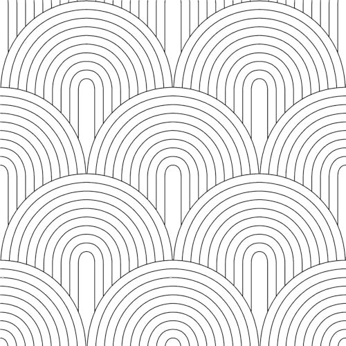 Papier Peint Noir et Blanc Geometrique,44.5 x 500cm Papier Peint Rayure Noir et Blanc Abstrait Papier Autocollant Papier Peint Adhesif Vintage Papier Peint Adhesif pour Meuble Chambre,Cuisine,Salon