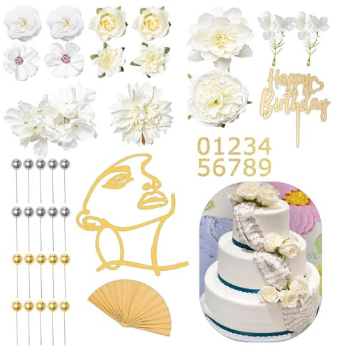 Neikafan 47 Stück Boho Tortendeko Geburtstag,Geburtstagskuchen Deko Set Tortendeko Blumen,Kugeln,Tortendeko Mädchen Cake Topper Geburtstag Tortendekoration für Hochzeit,Geburtstag,Babyparty