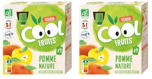 Vitabio Cool - Gourdes Fruits Pomme 4x90 g - Compote - BIO (Lot de 2)