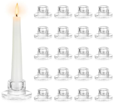 Hewory Chandelier en Verre Porte-Bougie : Set de 20 Petits Porte-Bougies en Verre Transparent pour Mariage, Fête, Noël et Décoration de Table.