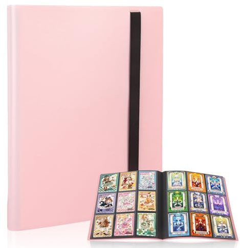 FYSL Sammelkartenalbum 360 Fächer Transparent | Wasserdichtes Sammelalbum für Pokémon Karten | Profi-Ordner für TCG/CCG Karten | Geschenk für Sammler, Kinder (Rosa)