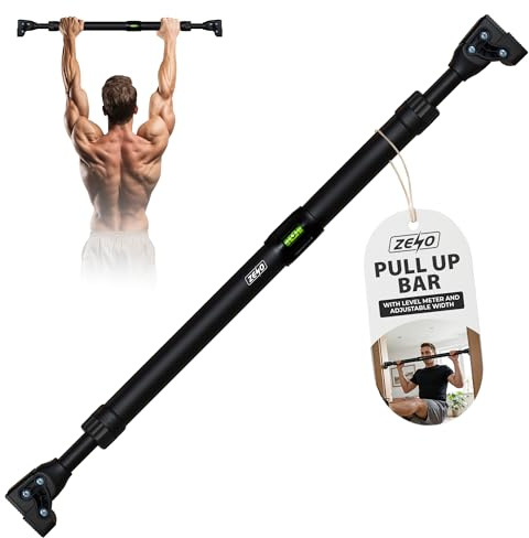 ZENO Pull Up Bar | Pull Up Bar Doorway 72-102CM | Door Pull Up Bars for Push Ups, Chin Ups, Press Ups, Stretching | Heavy Duty & Adjustable | Easy To Install | Soft Comfortable Grip | Black