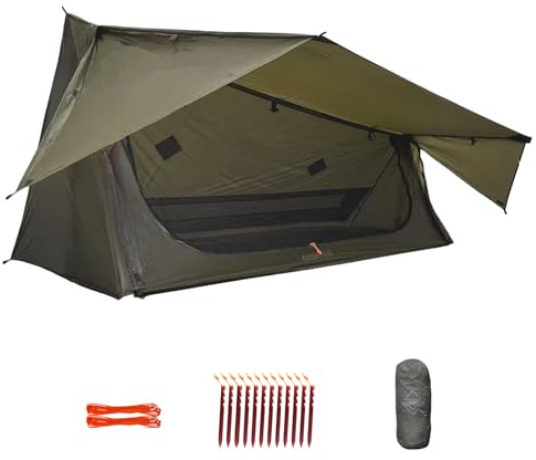 onewind Ultralight One Person Backpacking Tent 2.0, Waterproof Silnylon Single Person Hiking Tent Bivy Tent, Compact One Man Tent for Solo Camping Trekking Bushcraft, NO Trekking Pole