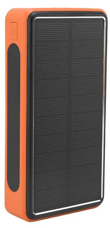 Fdit Solarladdare Power Bank, 50000mAh Fast Charging Externt Batteri Partabel Laddare med Aluminiumlegering Exteriör och LED -ljus för Utomhuscamping (Orange)