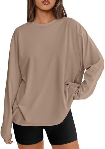 LILLUSORY Oversized T Shirts for Women UK Long Sleeve Thermal Tops Basic Gym Tshirts Fashion Plus Size Capsule Wardrobe Clothing