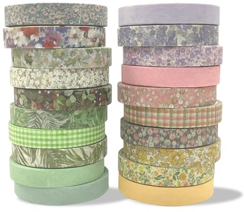 ARWIG 20 Rullar Washi Tape Set, Scrapbooking Tillbehör, Dekorativ Maskeringstejp för Journal och Presentinslagning, Naturtema
