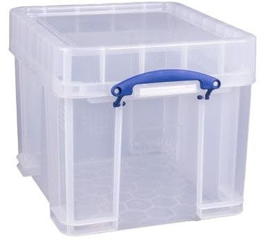 Really Useful Box Plastic Storage Box 35 Litre with XL Lid Clear