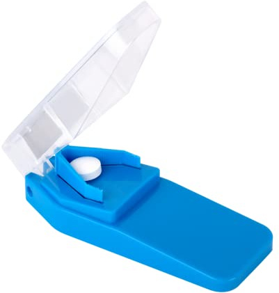 EZY DOSE Pill Cutter and Splitter, Cuts Pills, Vitamins, Tablets, Stainless Steel Blade, Travel Sized, Safely Cut Pills and Vitamins, Easy to Use, Colour May Vary, BPA Free