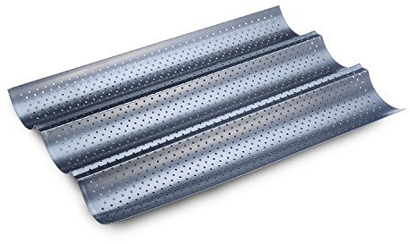 Muziyu Plaque de cuisson pour baguette 3 cavités 38 x 25 cm avec revêtement anti-adhésif