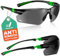 NoCry Lunettes de soleil de sécurité pour le travail et le sport avec verres enroulables teintés verts et poignées antidérapantes, protection UV 400, monture réglable, noir et vert