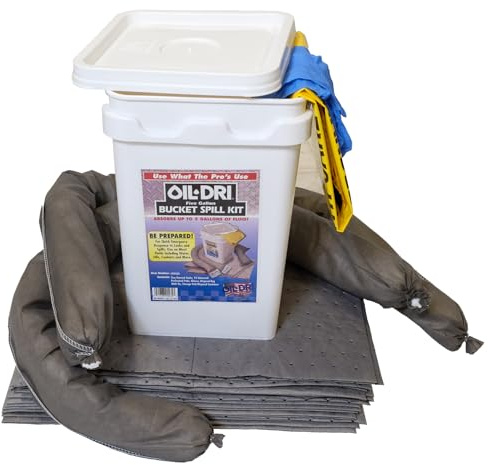 Oil-Dri L90435 Compact Universal 5-Gallon Bucket Spill Kit, 5-Gallon Maximum Absorption Capacity