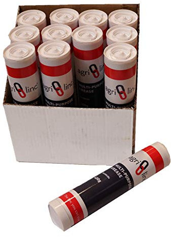 Grease Cartridges, Box of 12, £3.95 per cartridge, EP2 General Purpose Lithium-based Brown Grease lubricant in 400g/14oz Cartridge for Grease Gun, by Agri-Linc