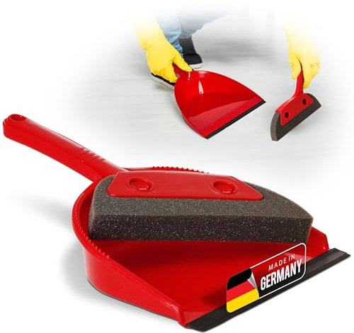 Novaliv Schaumstoffkehrgarnitur I rot I Schaufel und Besen I Schaumstoffhandfeger Hand Brush Handkehrer Handkehrset dust pan