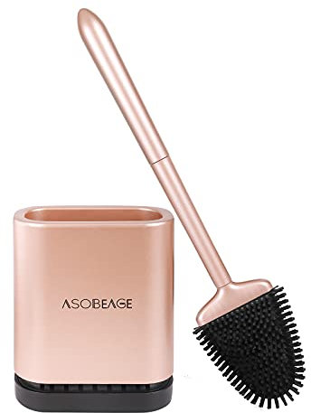 ASOBEAGE Toilet Brush and Holder, Toilet Bowl Brush for Bathroom Toilet (Gold)