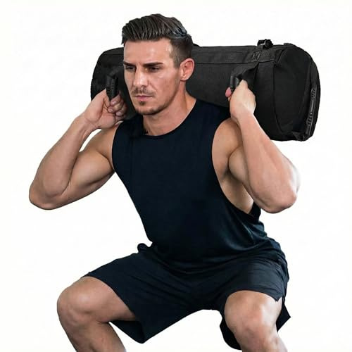 Taeku Fitness Sandbag with Handles, Oxford Adjustable Weight Training Sand Bag with 3 Filler Bags for Strength Training, Cross Training, MMA, Home Gym, Black