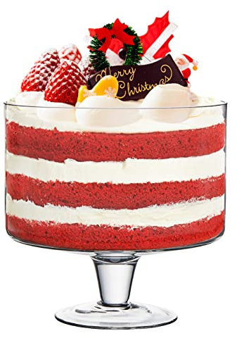 CREATIVELAND - Set di 1 scodella in vetro trasparente da 3,3 l, con supporto per sciocchezze, per dessert decadenti come insalata, frutta, gelato, parfait, budino, ciotola per feste