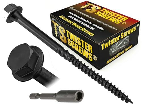 Twister Screws Hex Head Timber Screw | 6.7 x 75mm | Grey | Box of 100 | Double-Threaded, Hardened Carbon Steel, Multipurpose, Ruspert Corrosion protection, Type 17 Ultra Sharp Grab Point